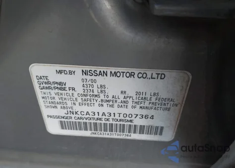 2001 Infiniti I30 Luxury из США, поврежденный, VIN JNKCA31A31T007364